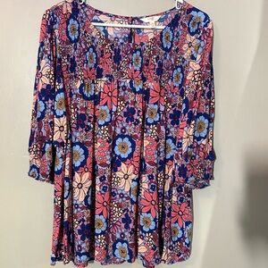 Terra & Sky Floral Blouse